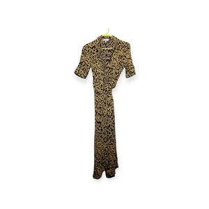 Women’s GANNI floral print crepe wrap dress in goldstone colorway, size 36 (US4)
